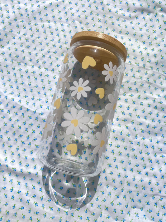 Daisy flower Glass cup